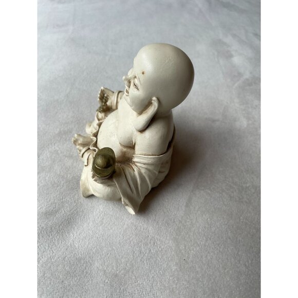 Vintage Laughing Buddha Figurine 4.5" - Antique Style Resin Statue with Detailed - Picture 4 of 7